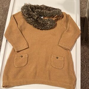 Janie and Jack Knitted Dress with Fur Collar